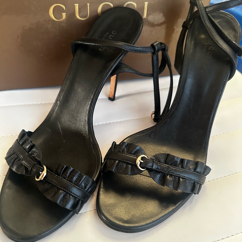 Gucci Black Strappy Heels